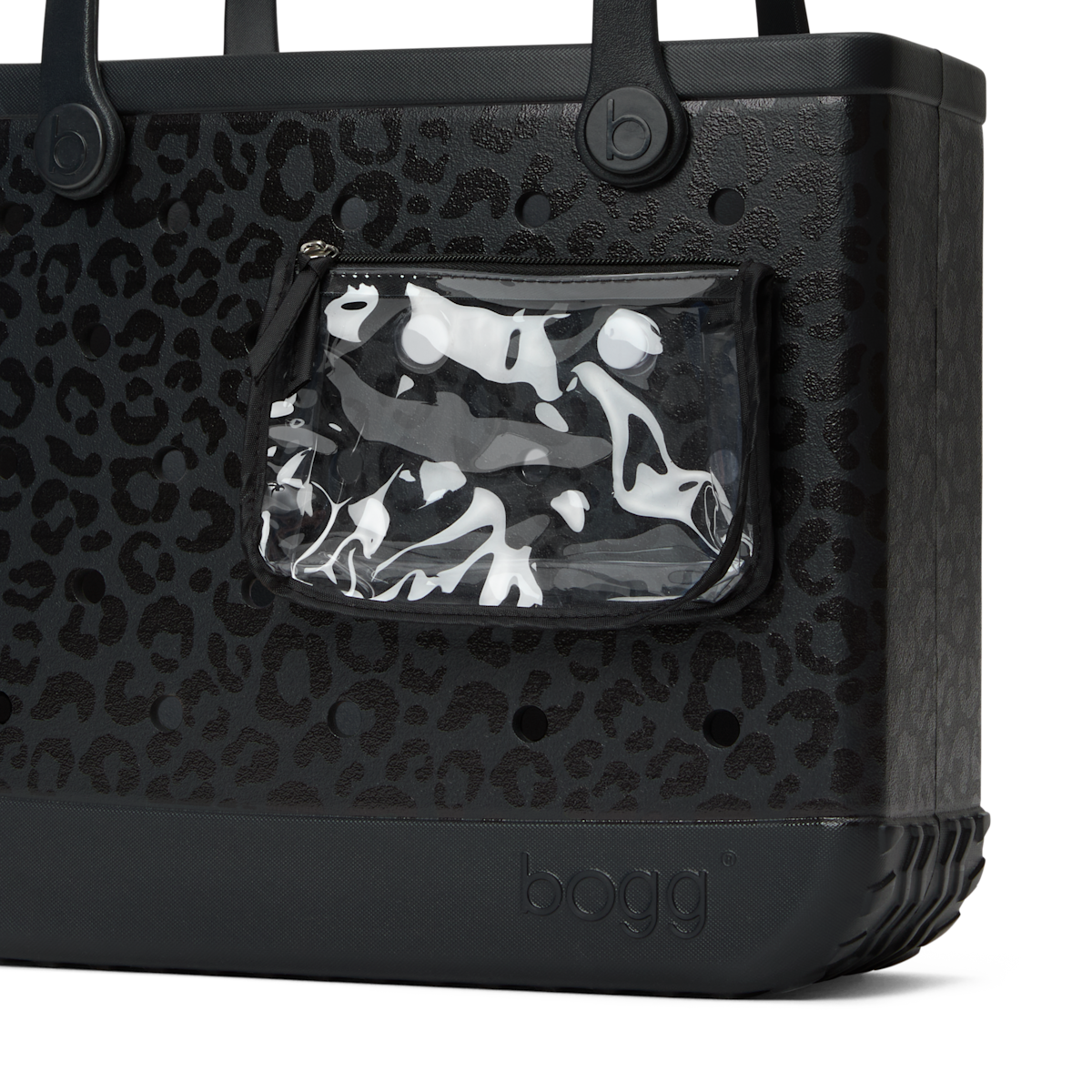 Medium Washable Tote Bag Onyx Leopard for Poolside Essentials