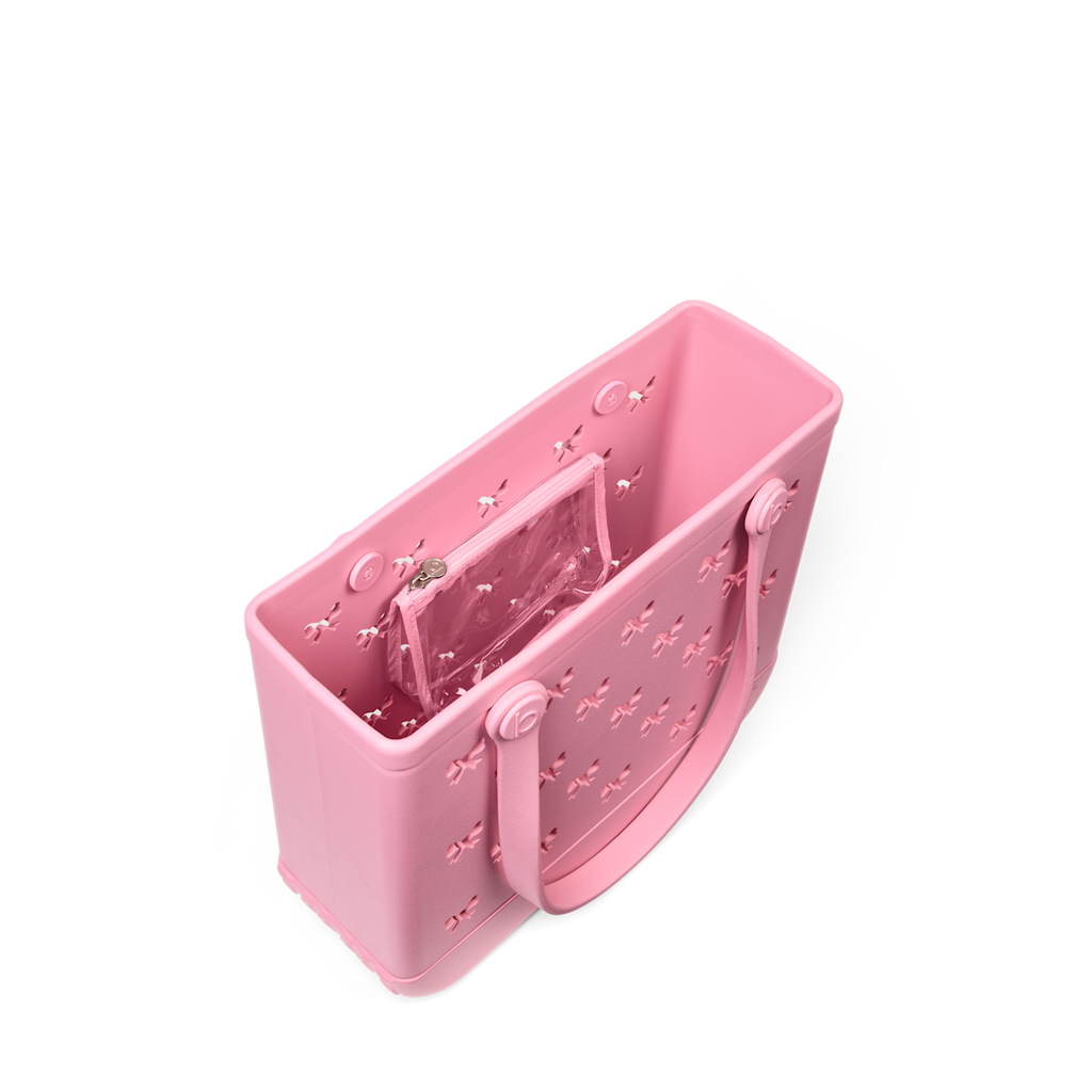 Medium Washable Tote Bag Bubblegum Bows for Poolside Essentials