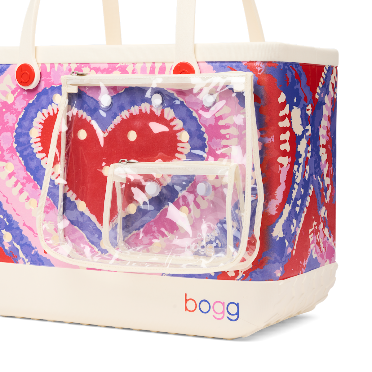 Large Washable Tote Bag Dye-licious Heart Buoy Red for Poolside Essentials