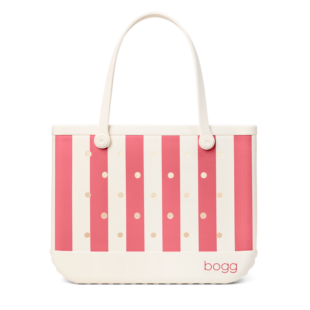 Large Washable Tote Bag Capri Coral Stripe for Poolside Essentials