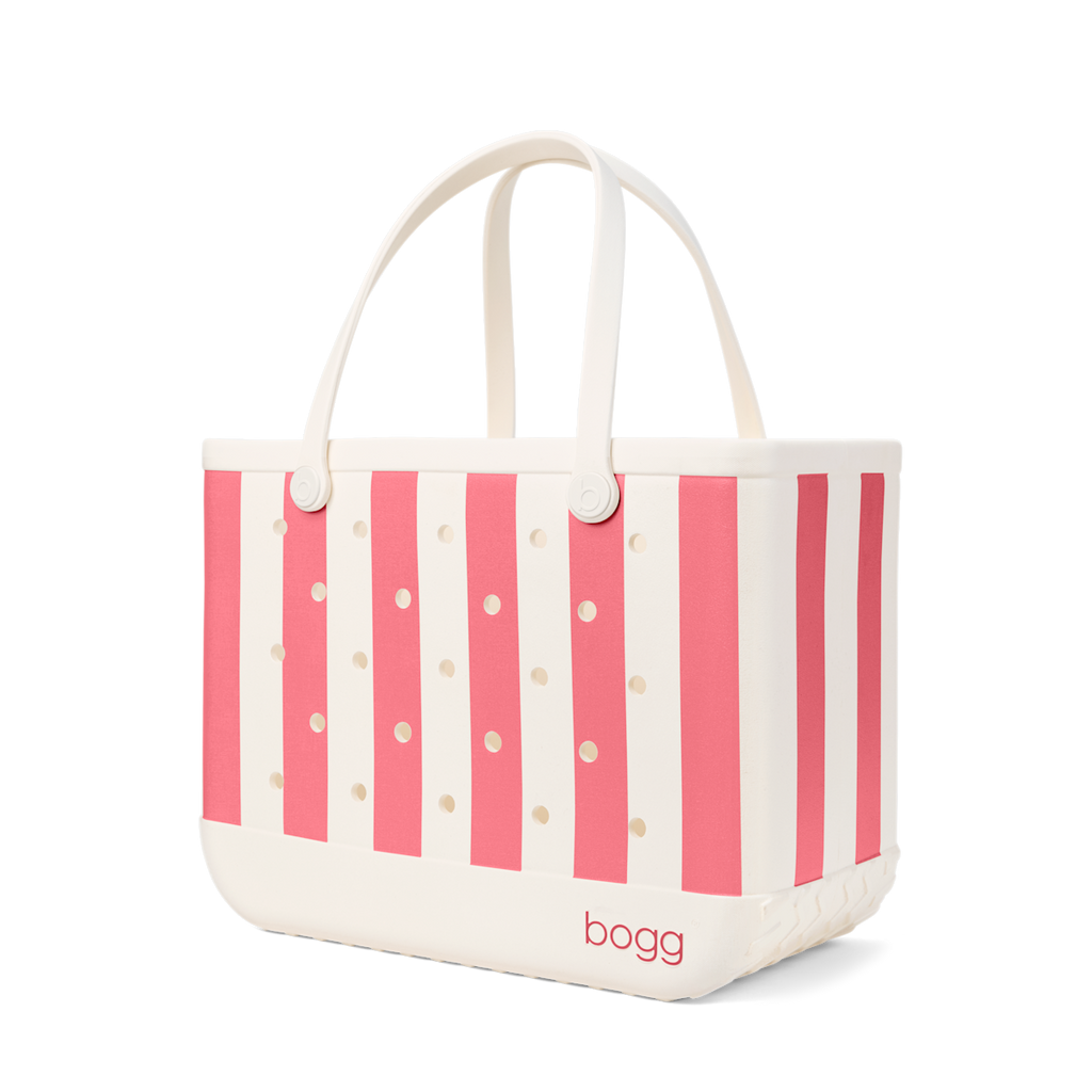 Large Washable Tote Bag Capri Coral Stripe for Poolside Essentials