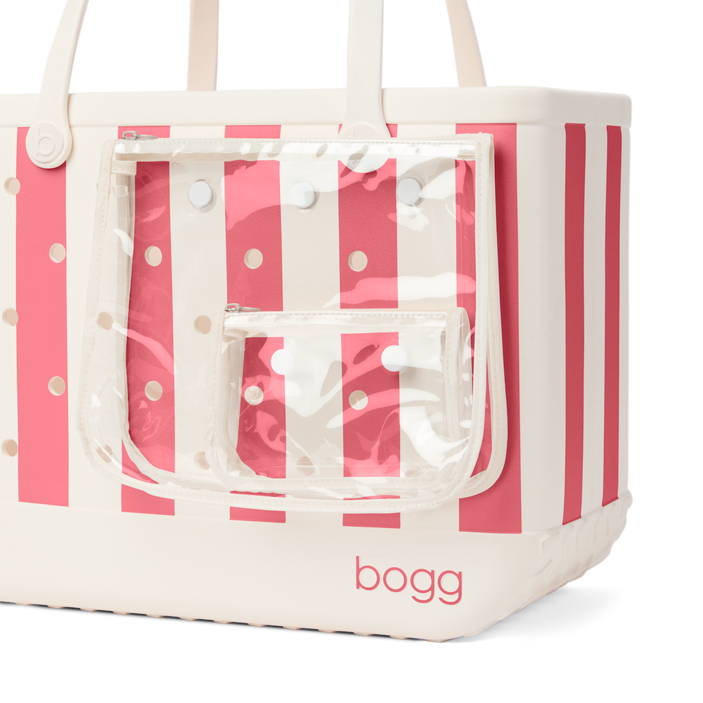 Large Washable Tote Bag Capri Coral Stripe for Poolside Essentials