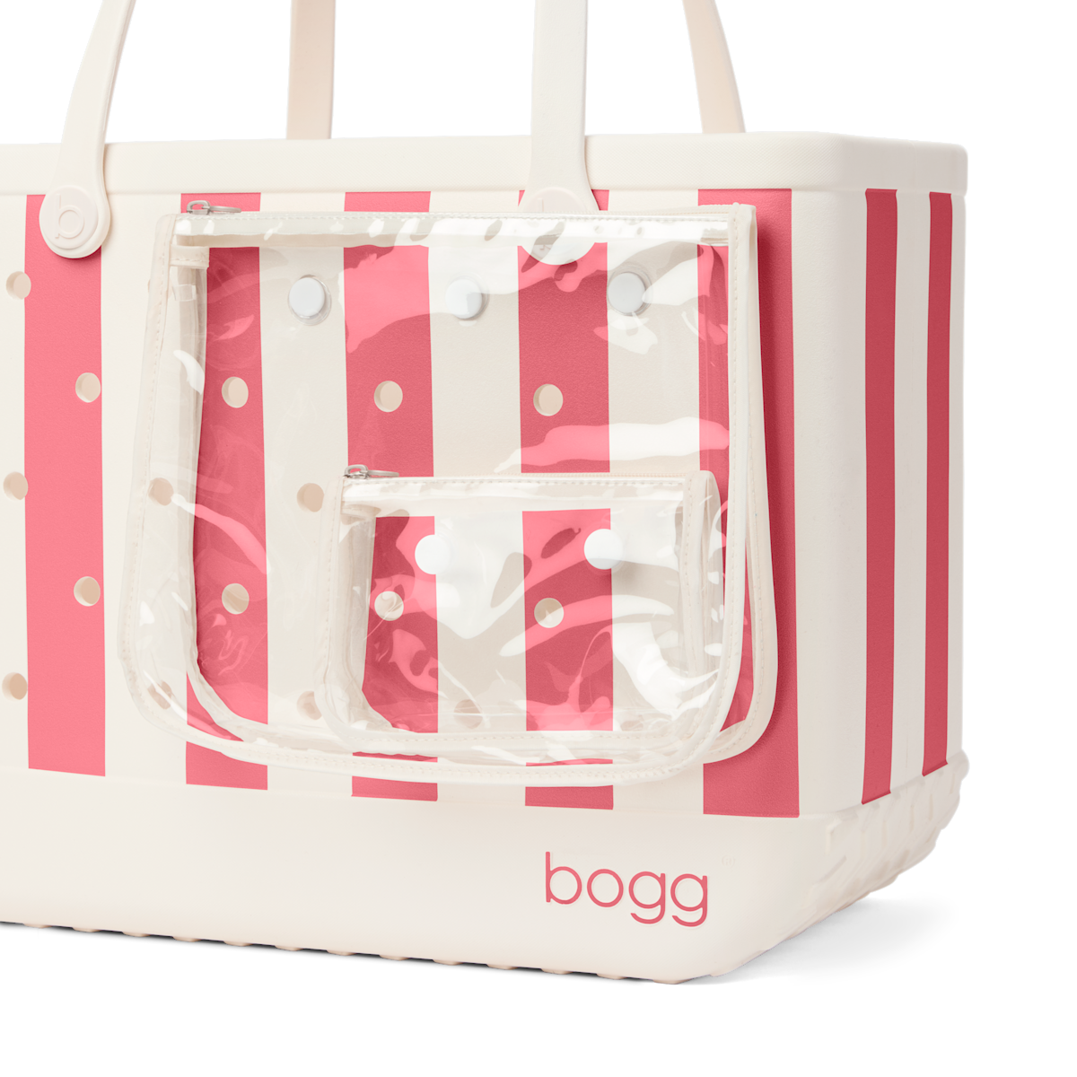 Large Washable Tote Bag Capri Coral Stripe for Poolside Essentials