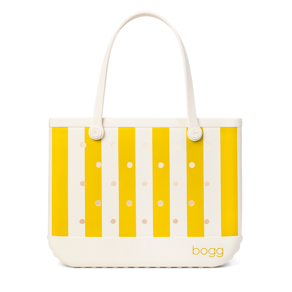 Large Washable Tote Bag Limoncello Yellow Stripe for Poolside Essentials
