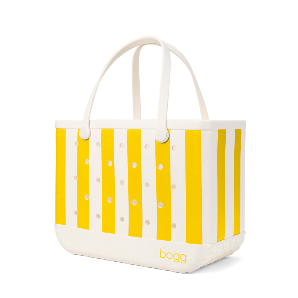 Large Washable Tote Bag Limoncello Yellow Stripe for Poolside Essentials