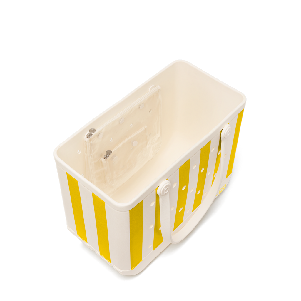 Large Washable Tote Bag Limoncello Yellow Stripe for Poolside Essentials