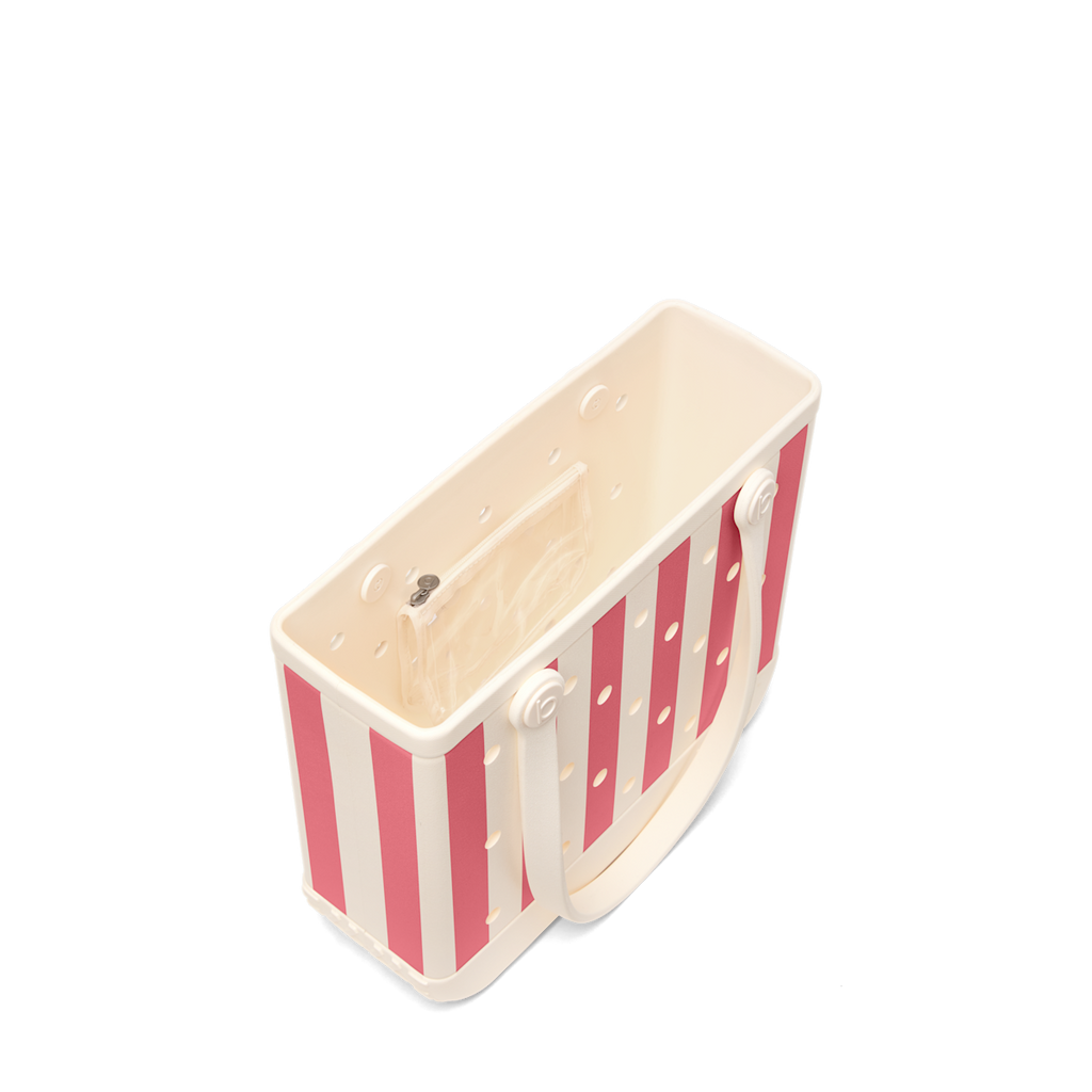 Medium Washable Tote Bag Capri Coral Stripe for Poolside Essentials