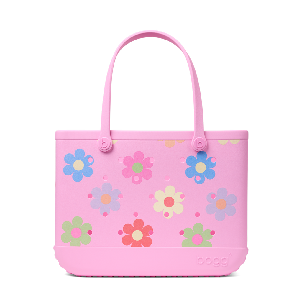 Large Washable Tote Bag Happy Flowers for Poolside Essentials