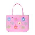 Large Washable Tote Bag Happy Flowers for Poolside Essentials
