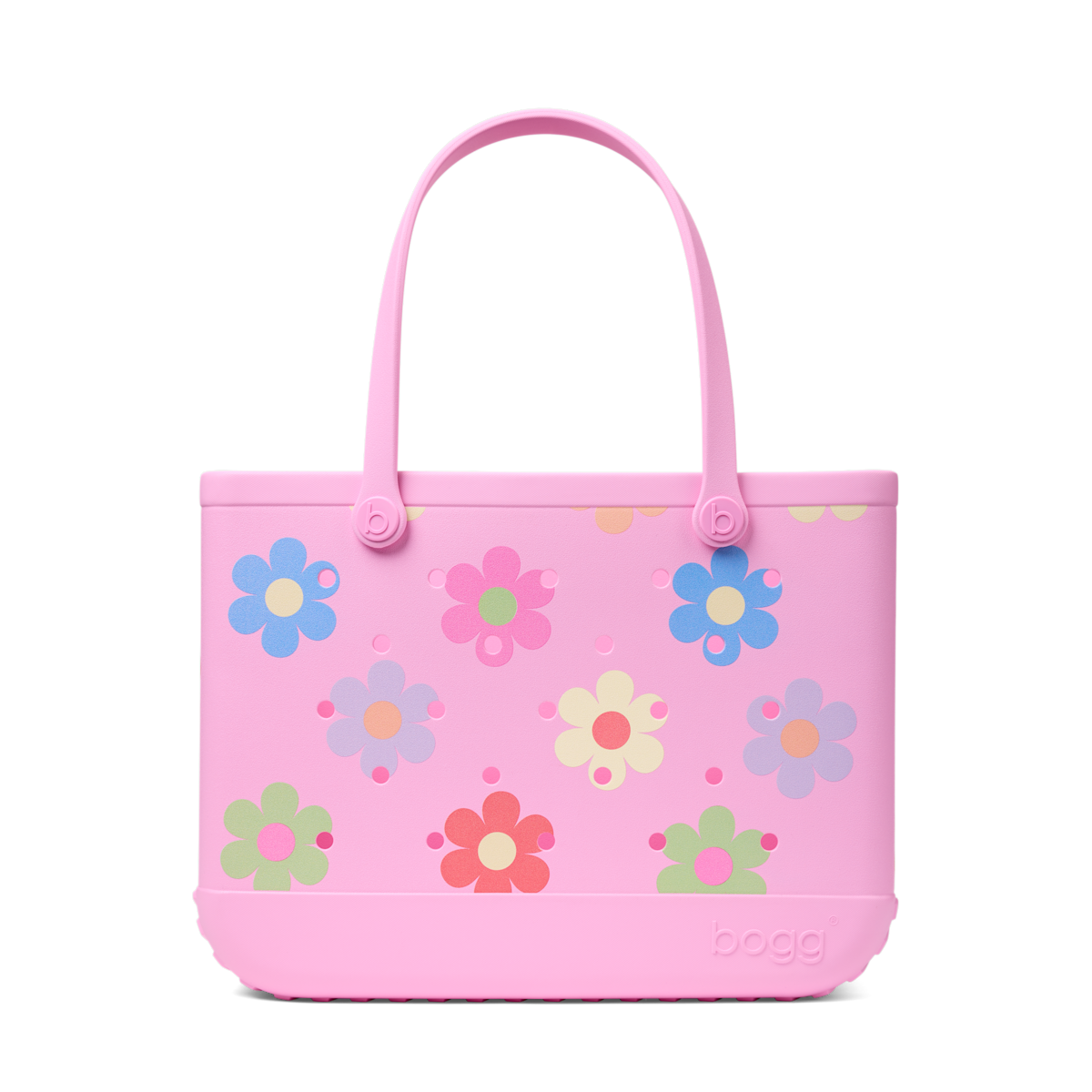 Large Washable Tote Bag Happy Flowers for Poolside Essentials