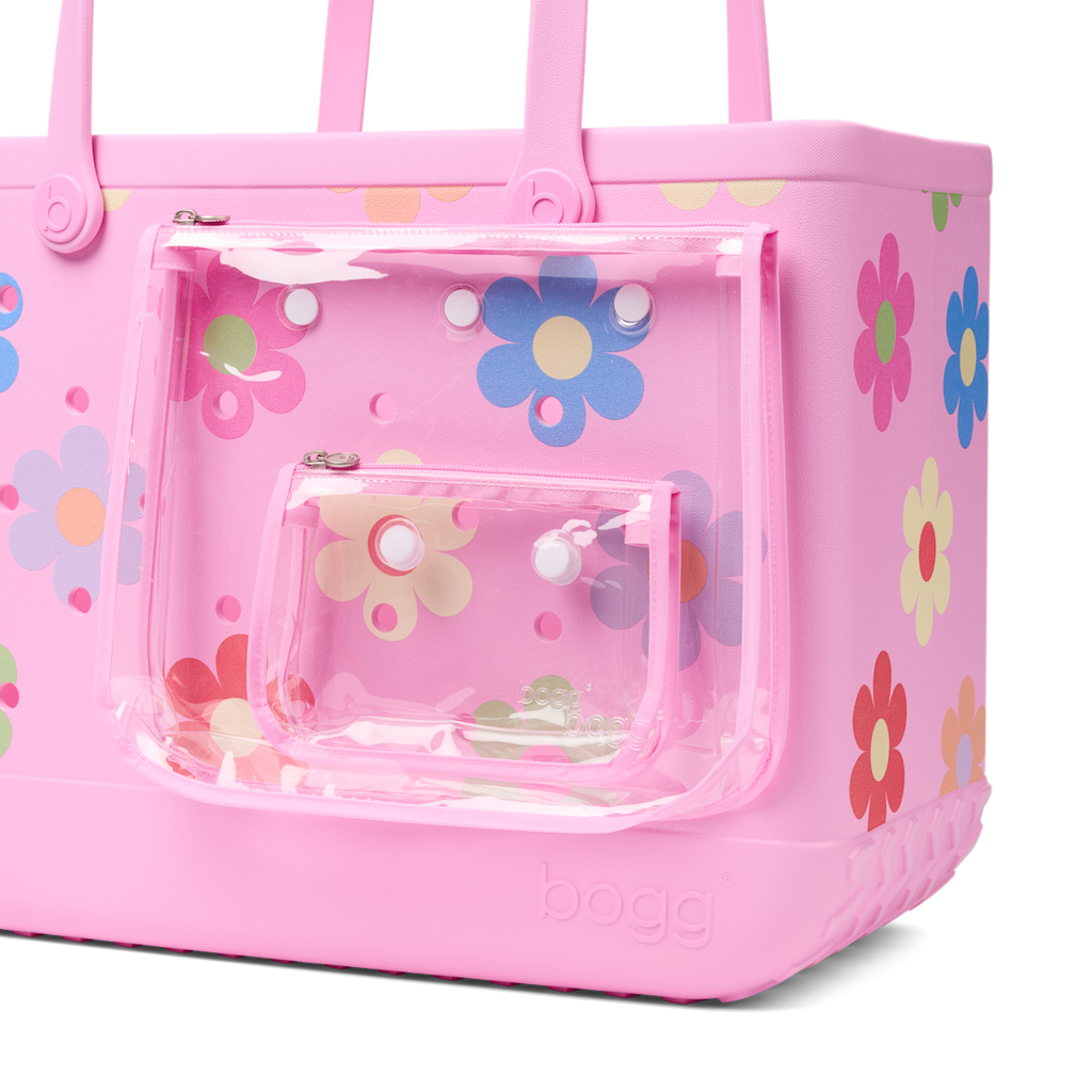Large Washable Tote Bag Happy Flowers for Poolside Essentials