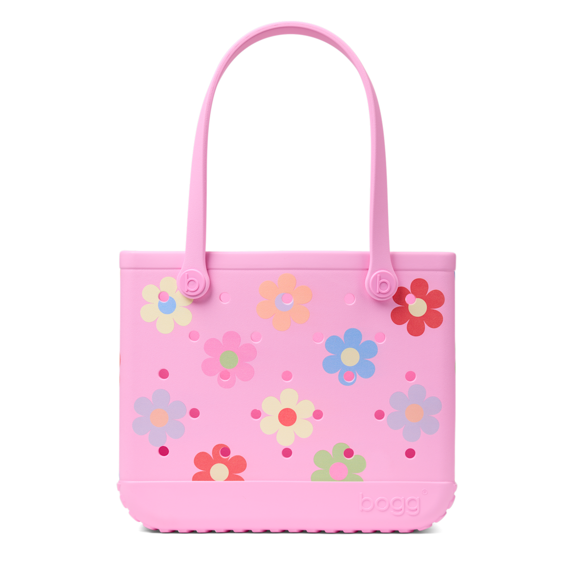 Medium Washable Tote Bag Happy Flowers for Poolside Essentials