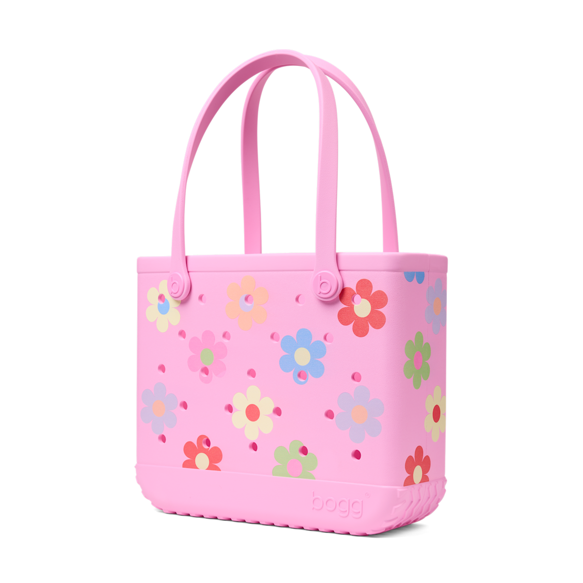 Medium Washable Tote Bag Happy Flowers for Poolside Essentials