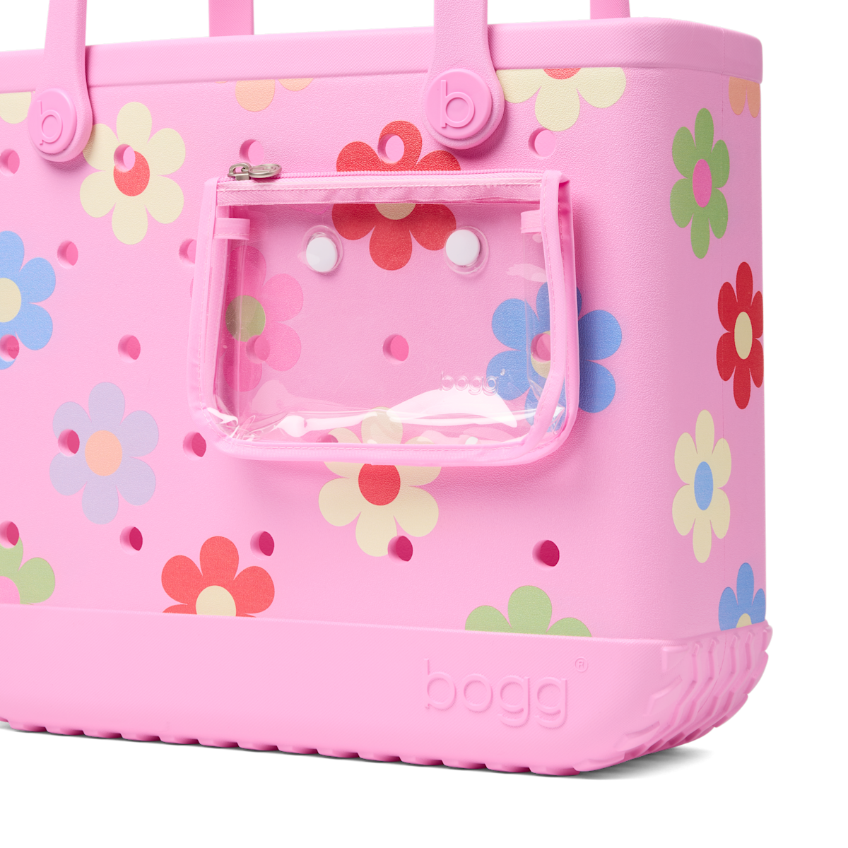 Medium Washable Tote Bag Happy Flowers for Poolside Essentials