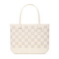 Large Washable Tote Bag Checkered Coconut/Mushroom for Poolside Essentials