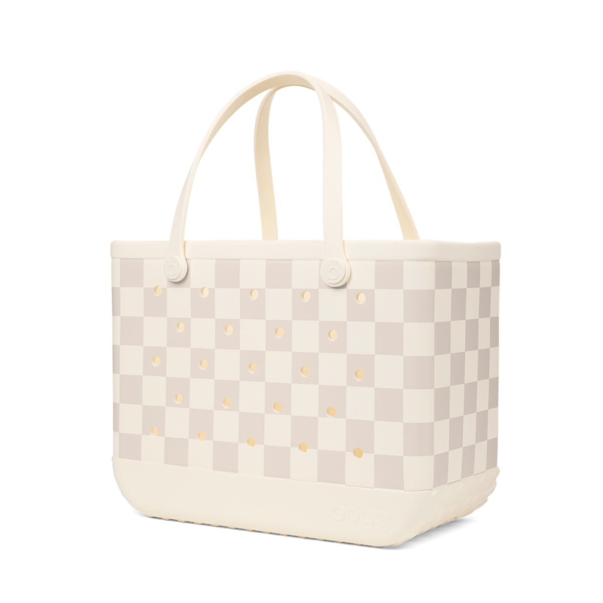 Large Washable Tote Bag Checkered Coconut/Mushroom for Poolside Essentials