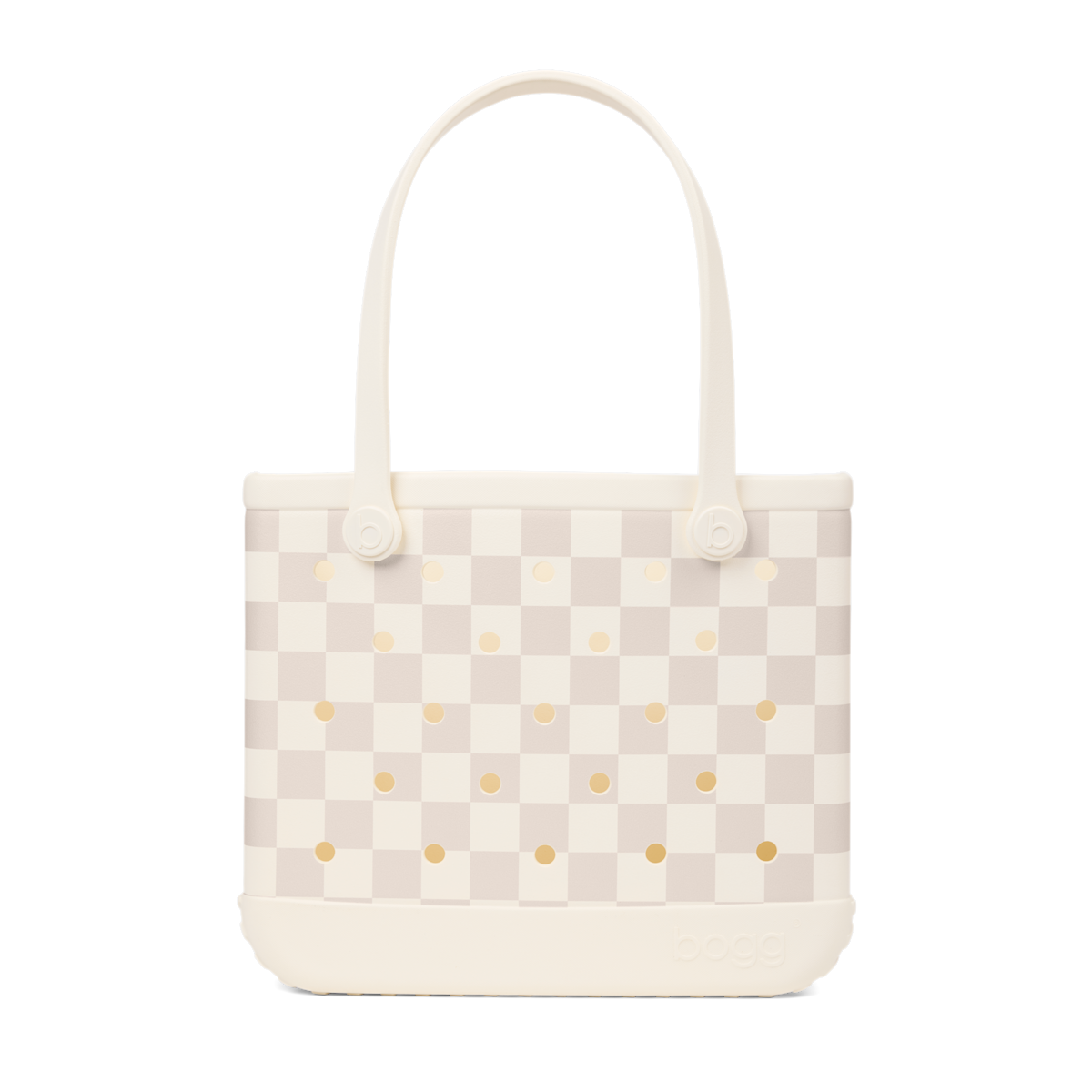 Medium Washable Tote Bag Checkered Coconut/Mushroom for Poolside Essentials