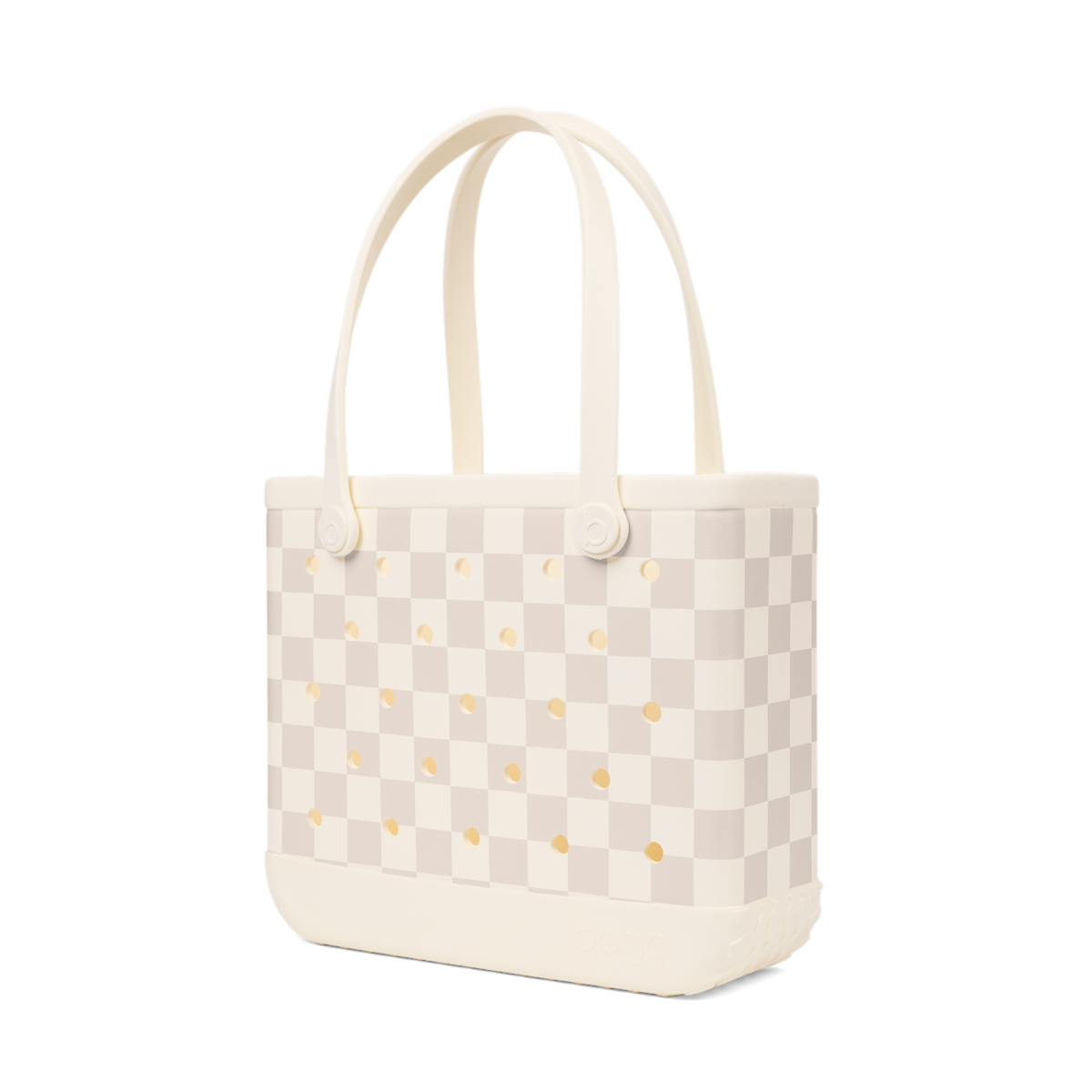 Medium Washable Tote Bag Checkered Coconut/Mushroom for Poolside Essentials