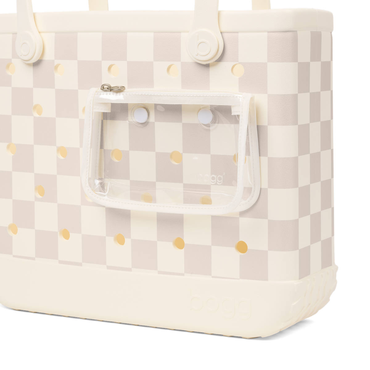 Medium Washable Tote Bag Checkered Coconut/Mushroom for Poolside Essentials