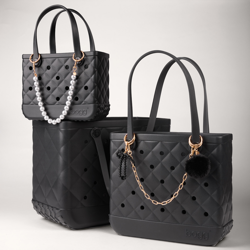 Medium Washable Tote Bag Quilted LBD Black for Poolside Essentials